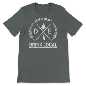 Drink Local Delaware Vintage Craft Beer Brewing - Unisex T-Shirt - Dark Grey Heather