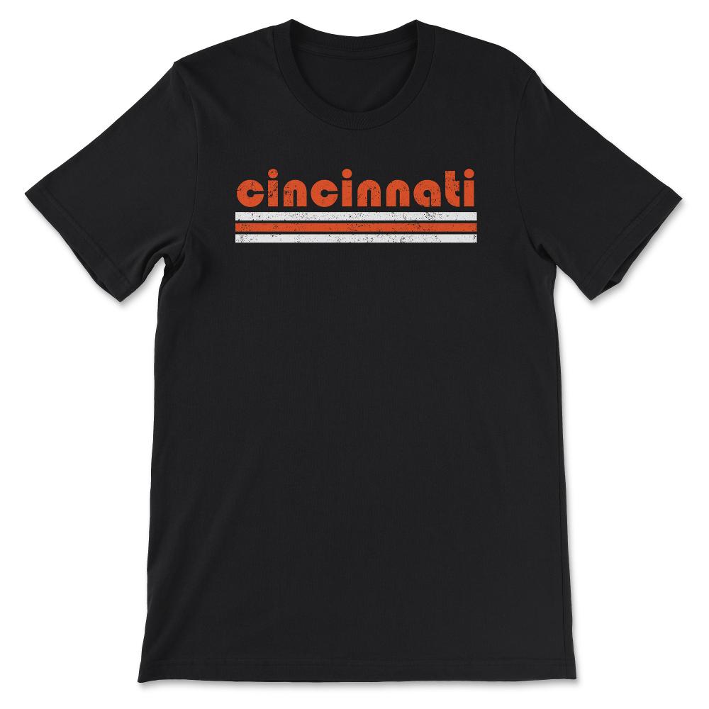 Vintage Cincinnati Ohio Retro Three Stripe Weathered - Unisex T-Shirt - Black