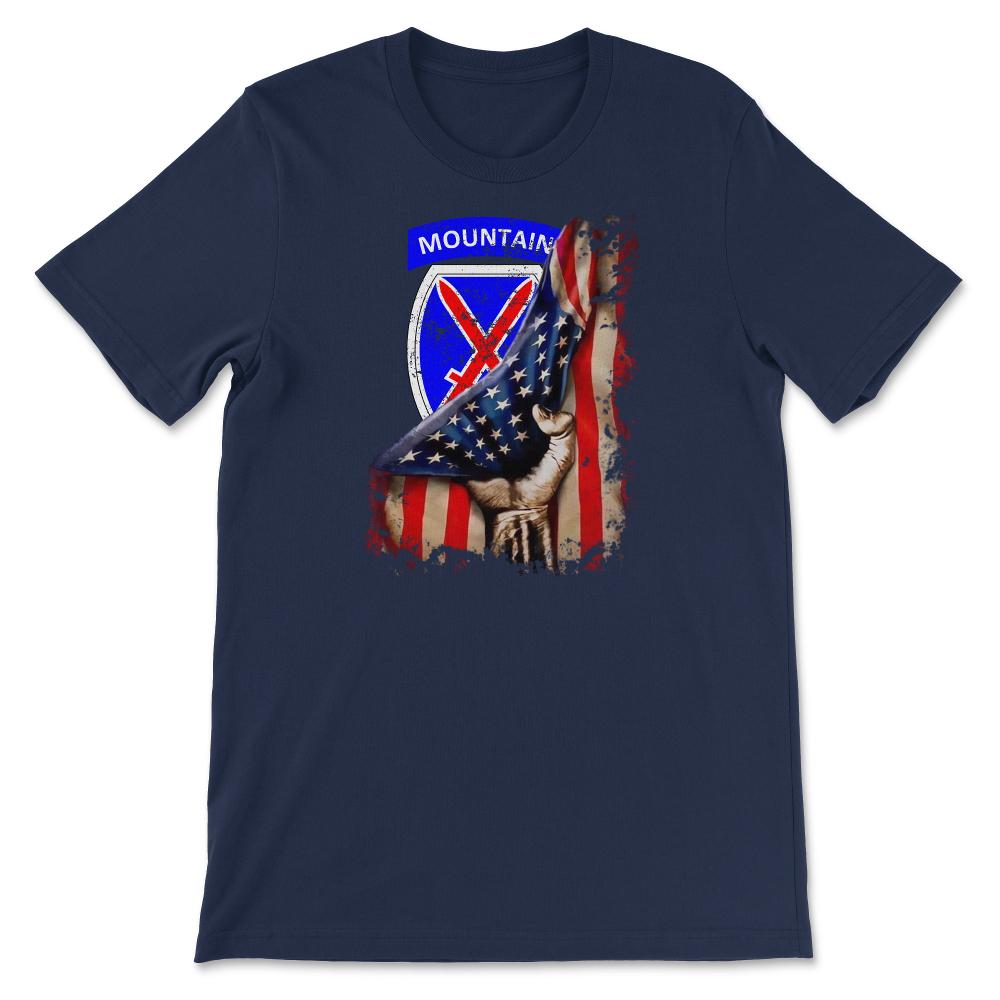 10th 10th Mountain Division US Flag Tear Patriotic Light Infantryflag - Unisex T-Shirt - Navy