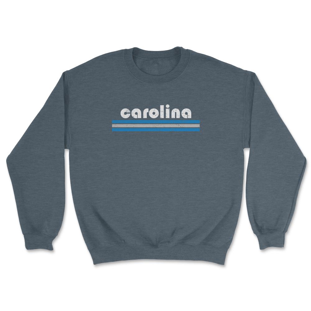 Vintage North Carolina Retro Three Stripe Weathered - Unisex Sweatshirt - Dark Grey Heather