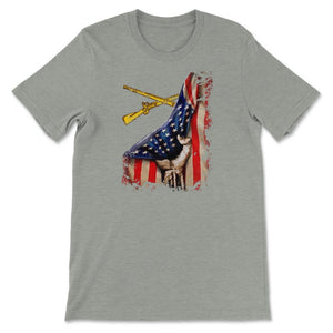 Infantry Rifles Combat Infantrymen US Flag Patriotic Soldier - Unisex T-Shirt - Grey Heather