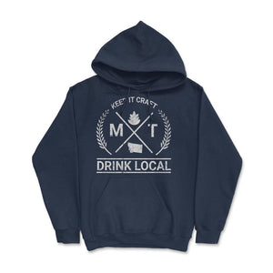 Drink Local Montana Vintage Craft Beer Brewing - Hoodie - Navy