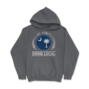 Drink Local South Carolina Vintage Craft Beer Bottle Cap Brewing - Hoodie - Smoke Grey