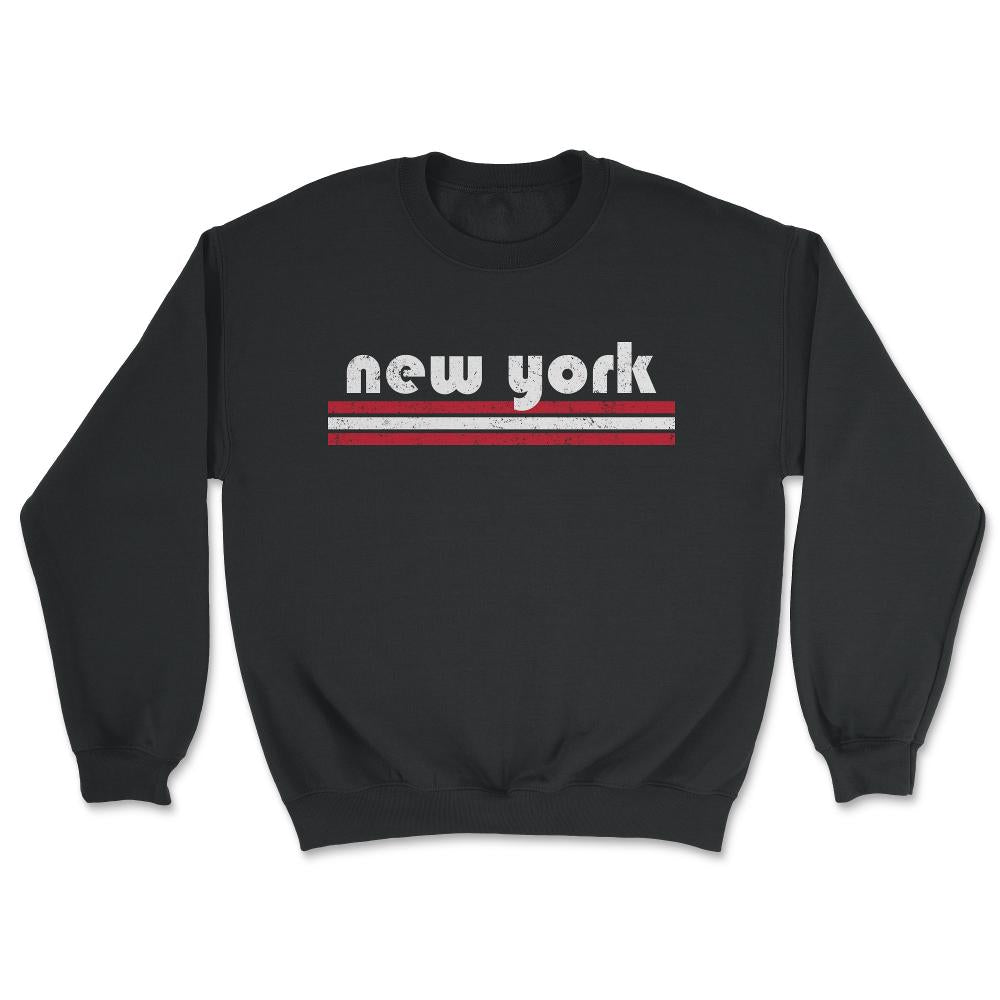 Vintage New York Retro Three Stripe Weathered - Unisex Sweatshirt - Black