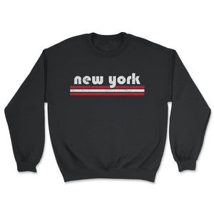 Vintage New York Retro Three Stripe Weathered - Unisex Sweatshirt - Black