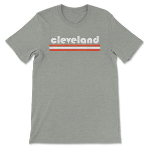 Vintage Cleveland Ohio Retro Three Stripe Weathered - Unisex T-Shirt - Grey Heather