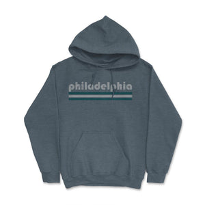 Vintage Philadelphia Pennsylvania Retro Three Stripe Weathered - Hoodie - Dark Grey Heather