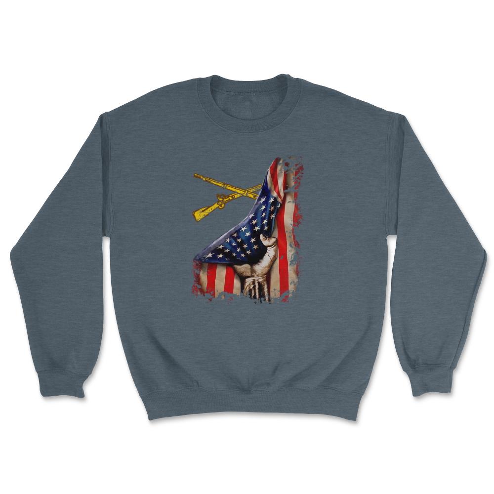 Infantry Rifles Combat Infantrymen US Flag Patriotic Soldier - Unisex Sweatshirt - Dark Grey Heather