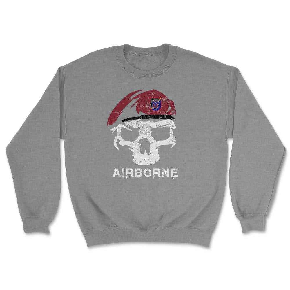 Vintage Army ARSOAC Skull Maroon Beret Special Operations Aviation - Unisex Sweatshirt - Grey Heather