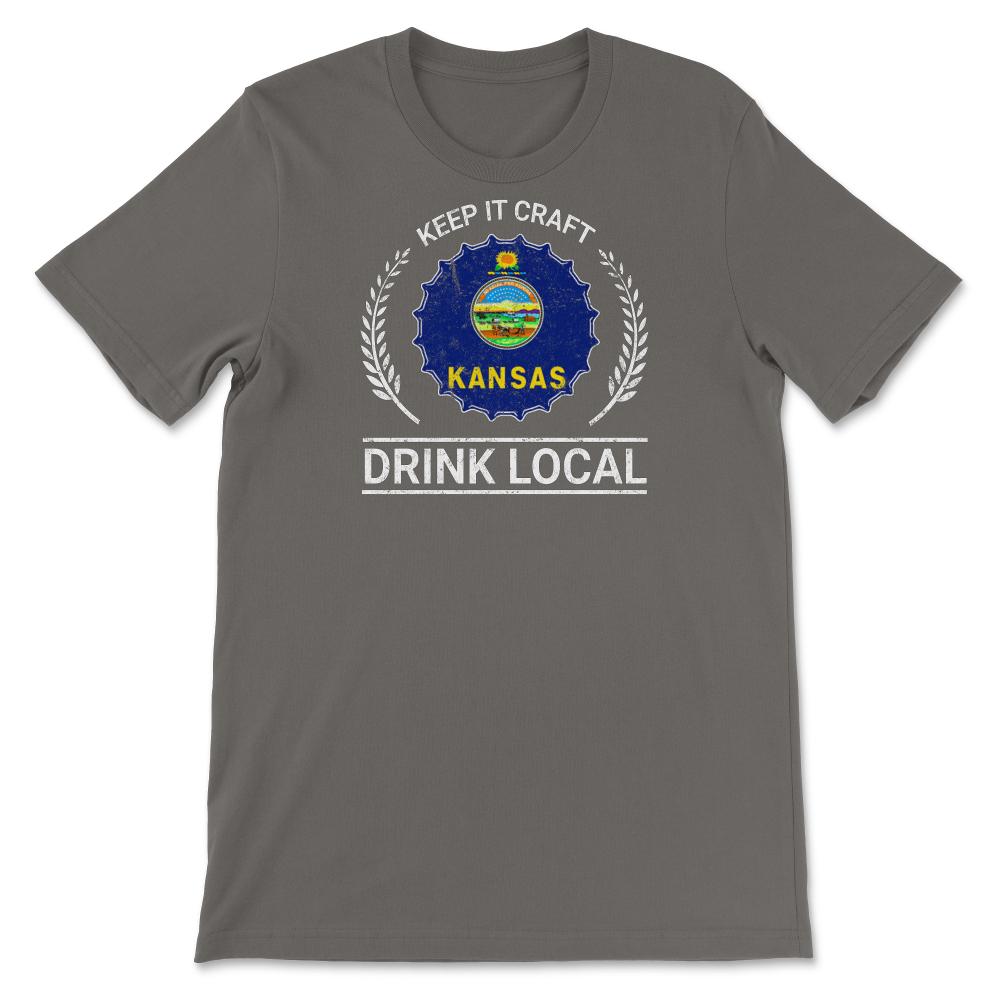 Drink Local Kansas Vintage Craft Beer Bottle Cap Brewing - Unisex T-Shirt - Smoke Grey