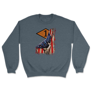 First 1st Ranger Battalion Orange Diamond USA Flag Pull Back - Unisex Sweatshirt - Dark Grey Heather