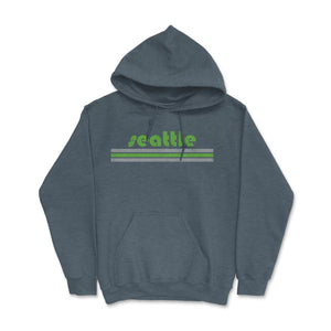 Vintage Seattle Washington Retro Three Stripe Weathered - Hoodie - Dark Grey Heather