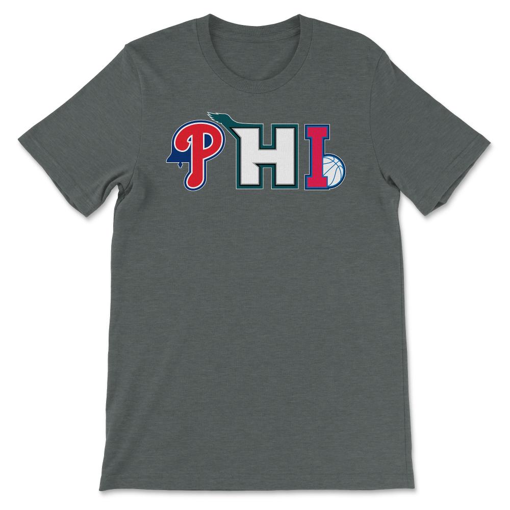 Philadelphia Pennsylvania Sports Fan Three Letter City Abbreviation - Unisex T-Shirt - Dark Grey Heather