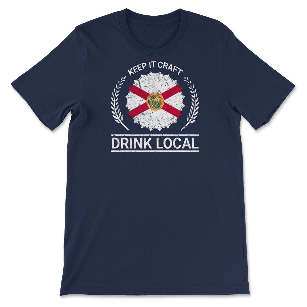 Drink Local Florida Vintage Craft Beer Bottle Cap Brewing - Unisex T-Shirt - Navy