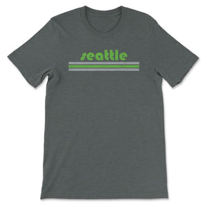 Vintage Seattle Washington Retro Three Stripe Weathered - Unisex T-Shirt - Dark Grey Heather