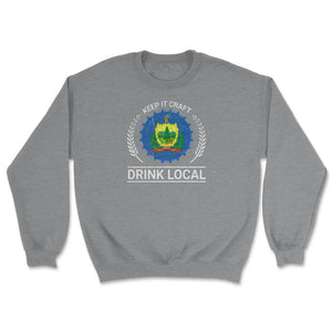 Drink Local Vermont Vintage Craft Beer Bottle Cap Brewing - Unisex Sweatshirt - Grey Heather