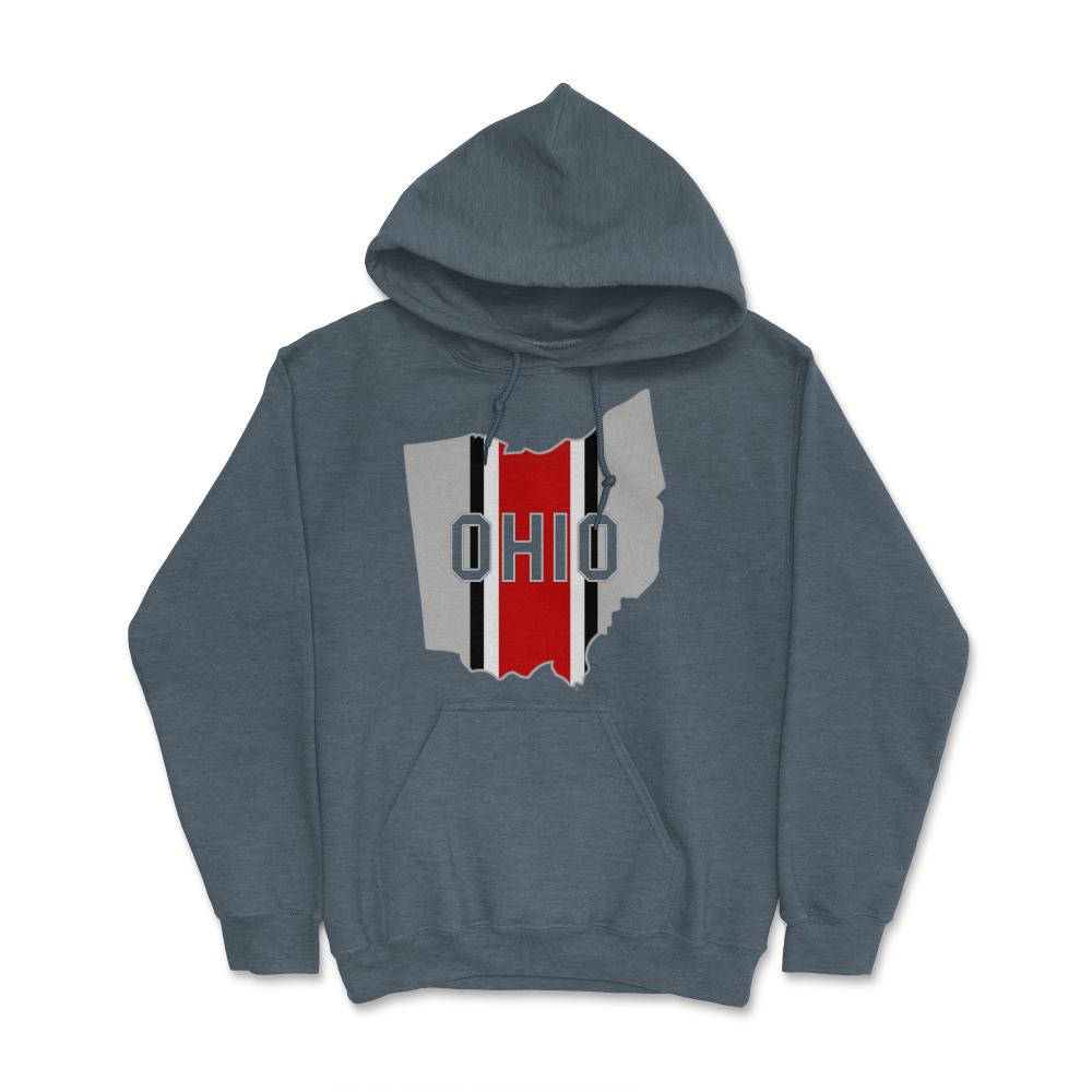 OHIO Striped State Outline Football Fan - Hoodie - Dark Grey Heather