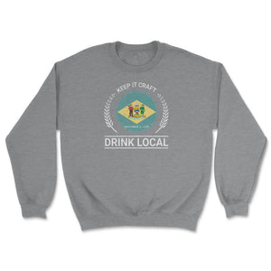 Drink Local Delaware Vintage Craft Beer Bottle Cap Brewing - Unisex Sweatshirt - Grey Heather