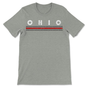 Vintage OHIO Retro Three Stripe Weathered - Unisex T-Shirt - Grey Heather