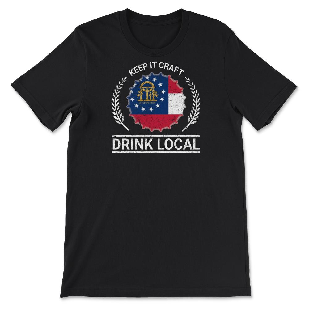 Drink Local Georgia Vintage Craft Beer Bottle Cap Brewing - Unisex T-Shirt - Black