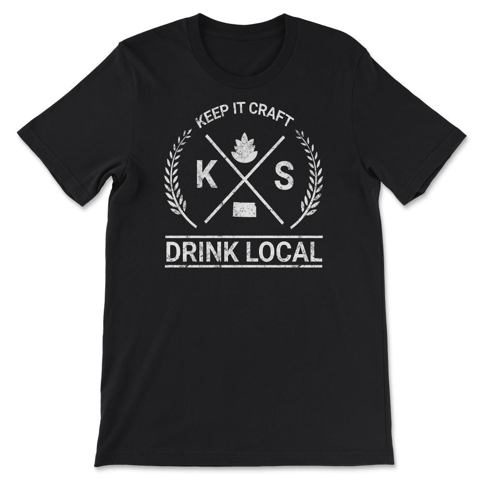 Drink Local Kansas Vintage Craft Beer Brewing - Unisex T-Shirt - Black