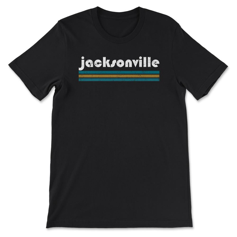Vintage Jacksonville Florida Retro Three Stripe Weathered - Unisex T-Shirt - Black