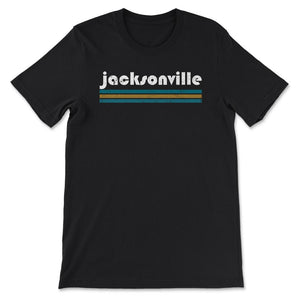 Vintage Jacksonville Florida Retro Three Stripe Weathered - Unisex T-Shirt - Black