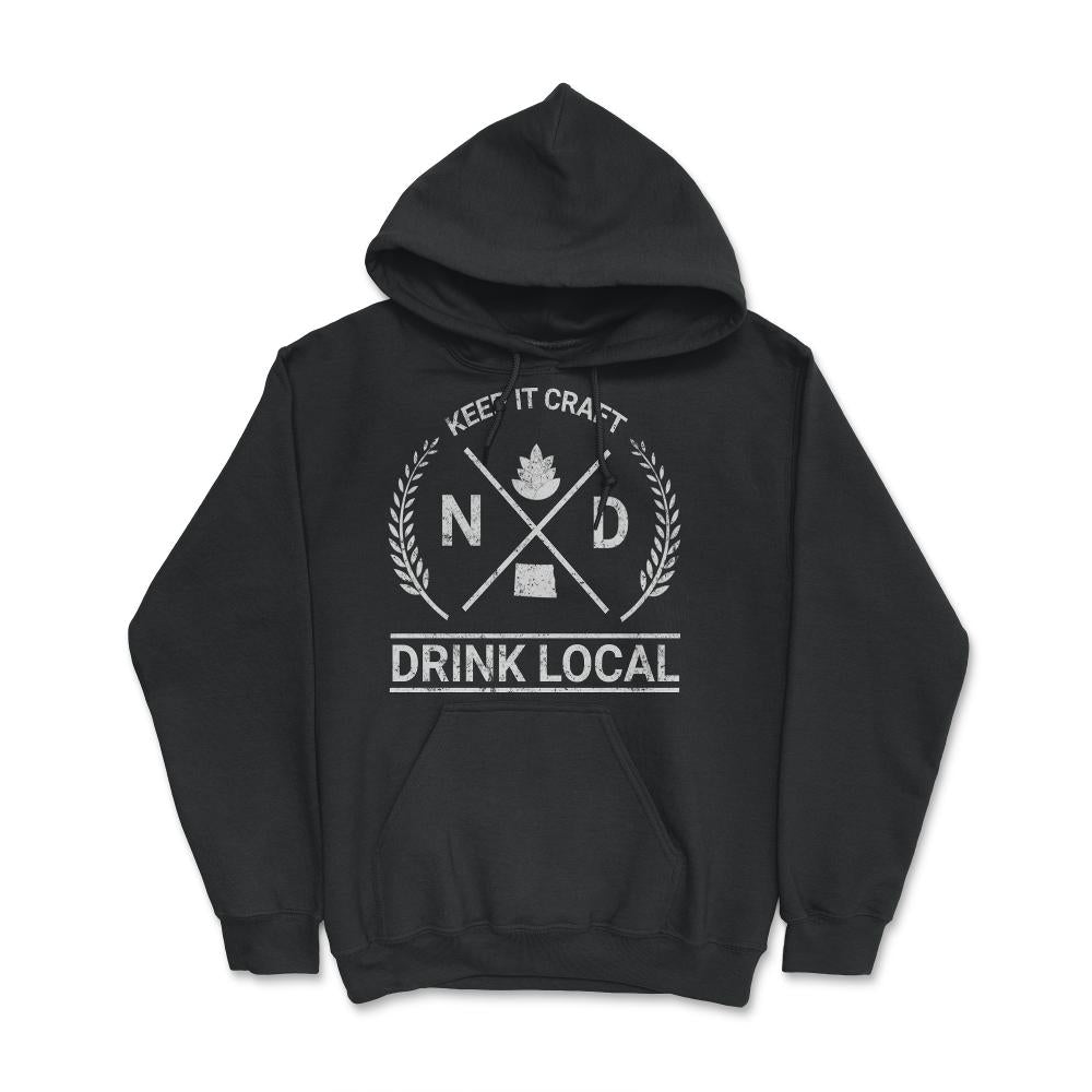 Drink Local North Dakota Vintage Craft Beer Brewing - Hoodie - Black