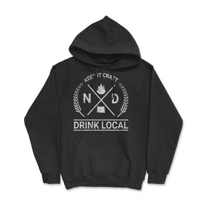 Drink Local North Dakota Vintage Craft Beer Brewing - Hoodie - Black