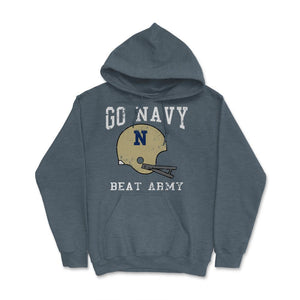 Go Navy Beat Army America's Game Vintage Football Helmet - Hoodie - Dark Grey Heather