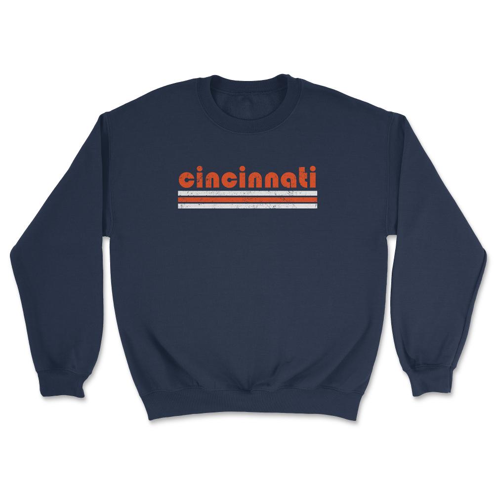 Vintage Cincinnati Ohio Retro Three Stripe Weathered - Unisex Sweatshirt - Navy