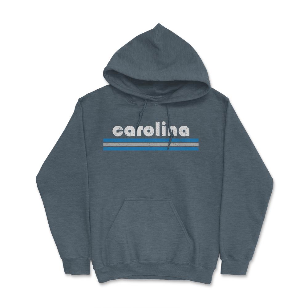 Vintage North Carolina Retro Three Stripe Weathered - Hoodie - Dark Grey Heather
