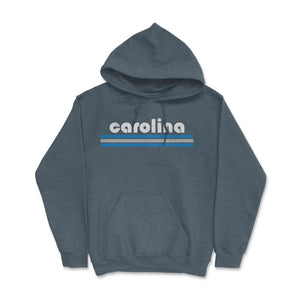 Vintage North Carolina Retro Three Stripe Weathered - Hoodie - Dark Grey Heather