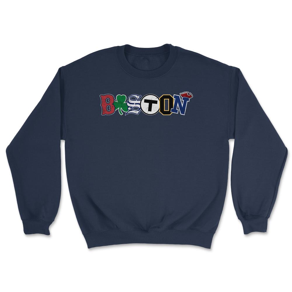 Vintage Boston Massachusetts Sports Fan City Pride Townie Southie - Unisex Sweatshirt - Navy