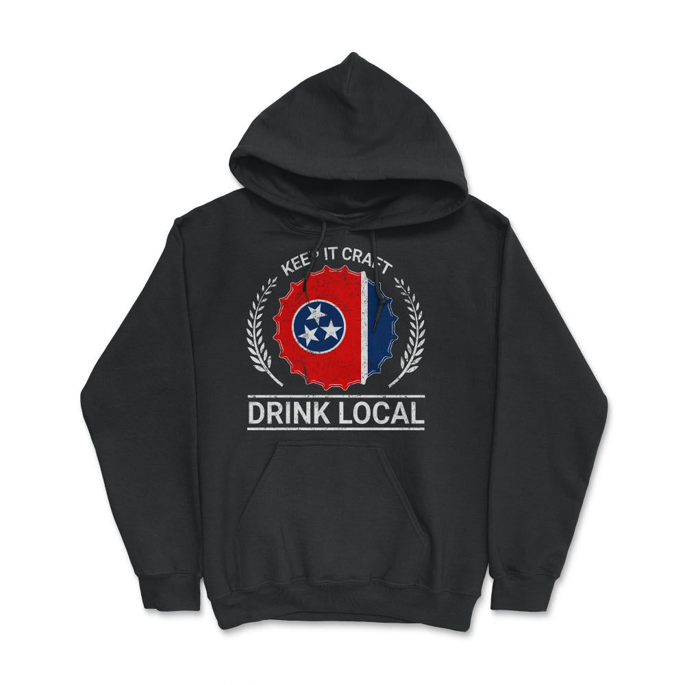 Drink Local Tennessee Vintage Craft Beer Bottle Cap Brewing - Hoodie - Black