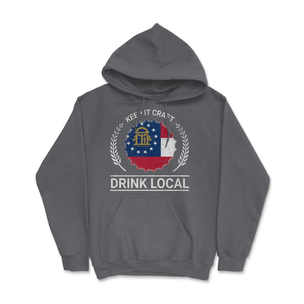 Drink Local Georgia Vintage Craft Beer Bottle Cap Brewing - Hoodie - Smoke Grey