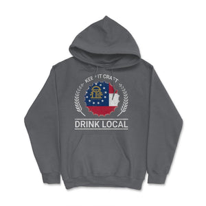 Drink Local Georgia Vintage Craft Beer Bottle Cap Brewing - Hoodie - Smoke Grey