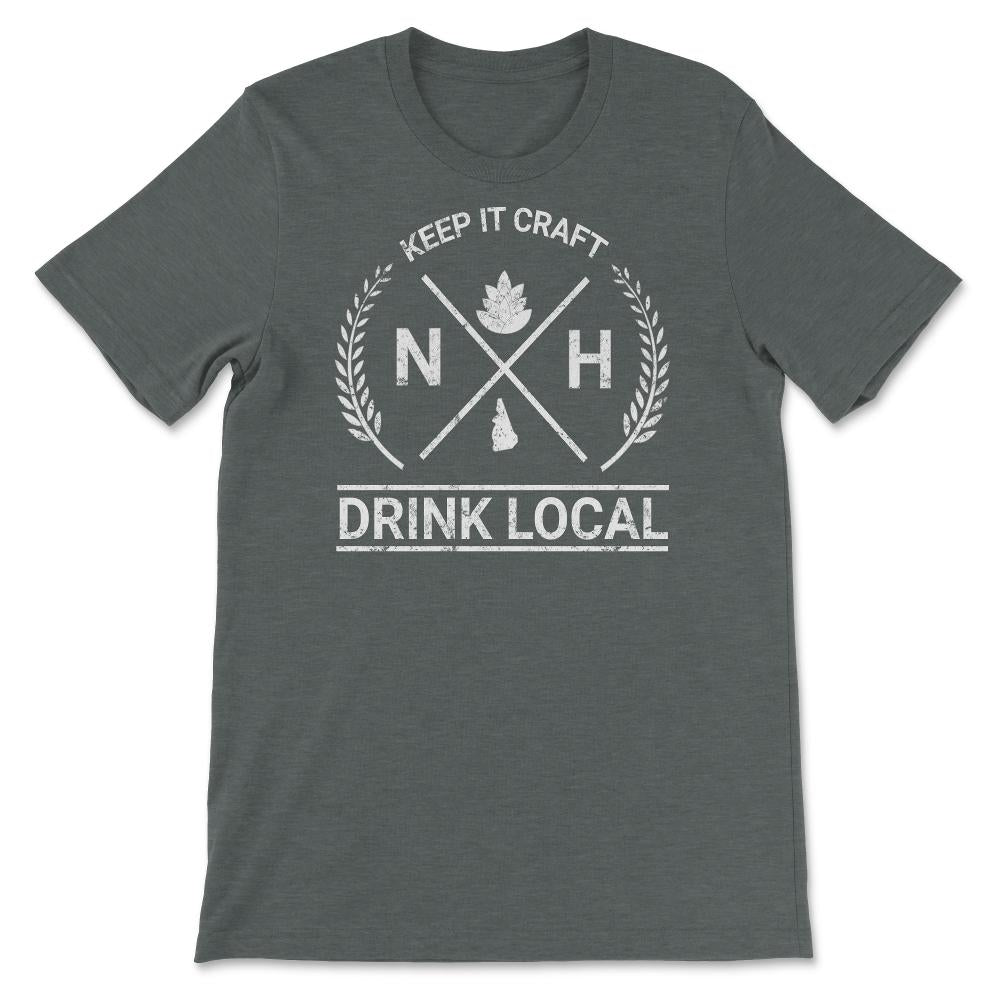 Drink Local New Hampshire Vintage Craft Beer Brewing - Unisex T-Shirt - Dark Grey Heather