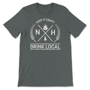 Drink Local New Hampshire Vintage Craft Beer Brewing - Unisex T-Shirt - Dark Grey Heather