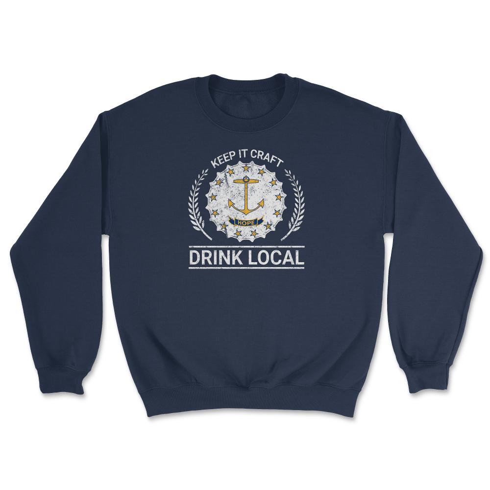 Drink Local Rhode Island Vintage Craft Beer Bottle Cap Brewing - Unisex Sweatshirt - Navy