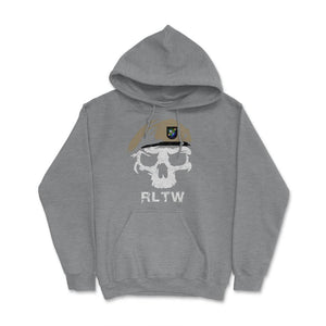 Vintage Army 75th Ranger Regiment DUI RLTW Skull Tan Beret Airborne - Hoodie - Grey Heather