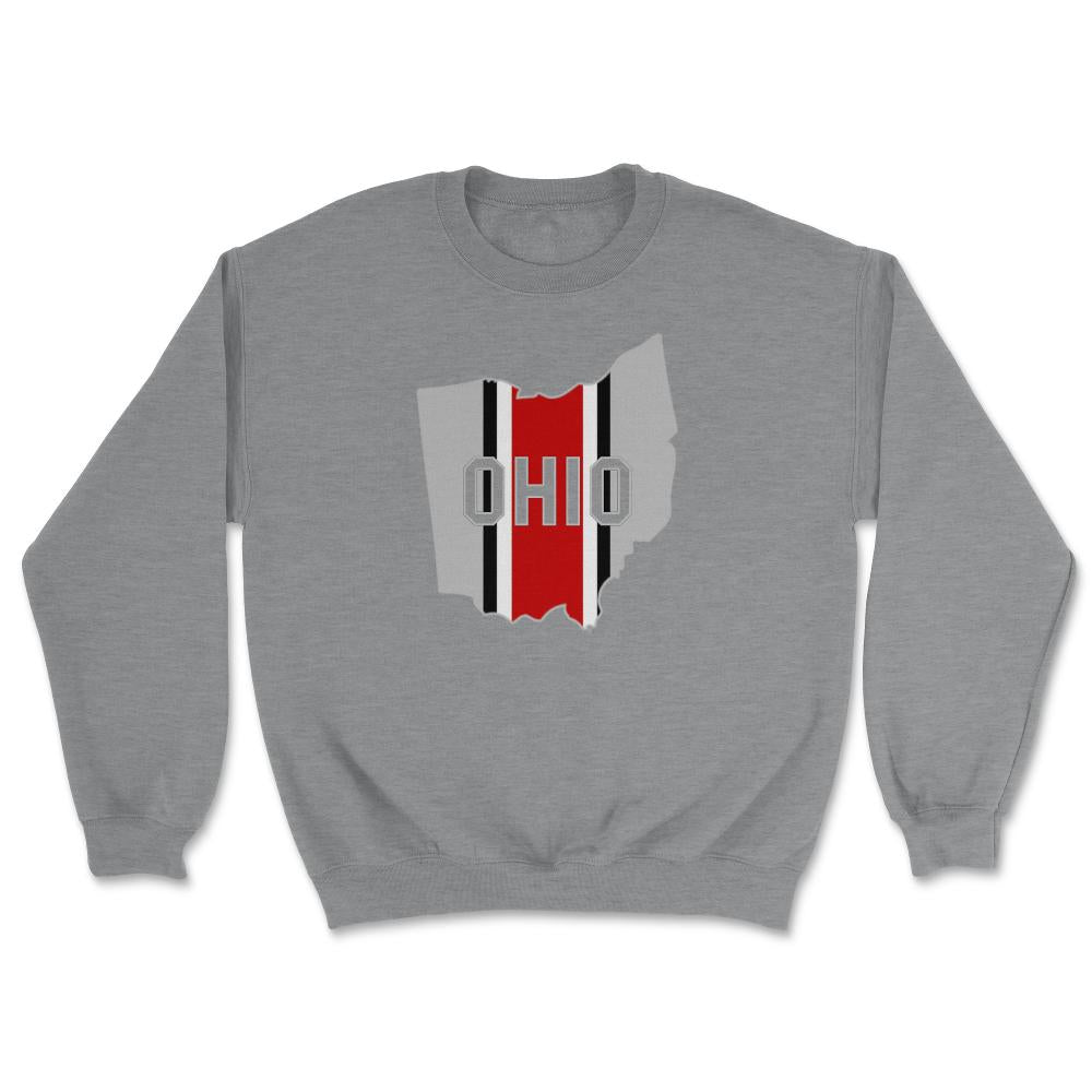 OHIO Striped State Outline Football Fan - Unisex Sweatshirt - Grey Heather