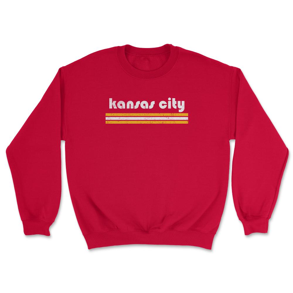 Vintage Kansas City Missouri Retro Three Stripe Weathered - Unisex Sweatshirt - Red