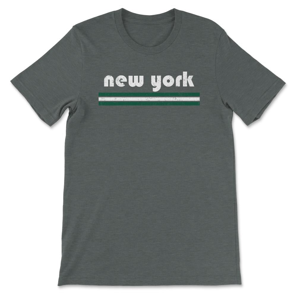 Vintage New York Retro Three Stripe Weathered - Unisex T-Shirt - Dark Grey Heather