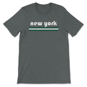 Vintage New York Retro Three Stripe Weathered - Unisex T-Shirt - Dark Grey Heather