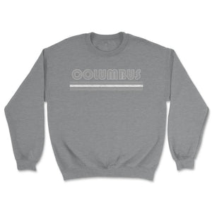 Vintage Columbus Ohio Retro Three Stripe Weathered - Unisex Sweatshirt - Grey Heather