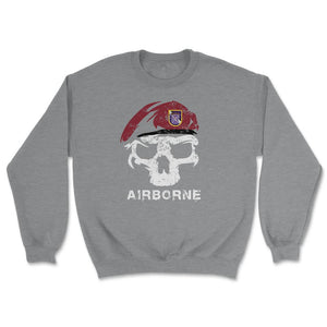 Vintage Army 95th Civil Affairs Skull Maroon Beret Special Operations - Unisex Sweatshirt - Grey Heather