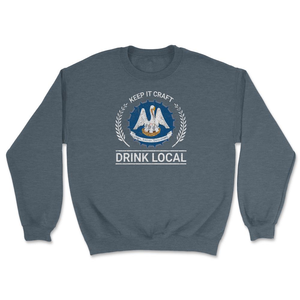 Drink Local Louisiana Vintage Craft Beer Bottle Cap Brewing - Unisex Sweatshirt - Dark Grey Heather