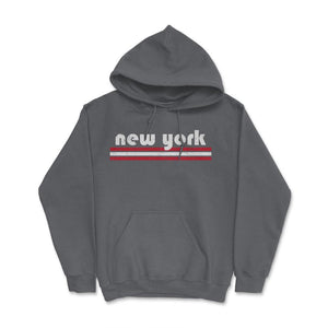 Vintage New York Retro Three Stripe Weathered - Hoodie - Smoke Grey