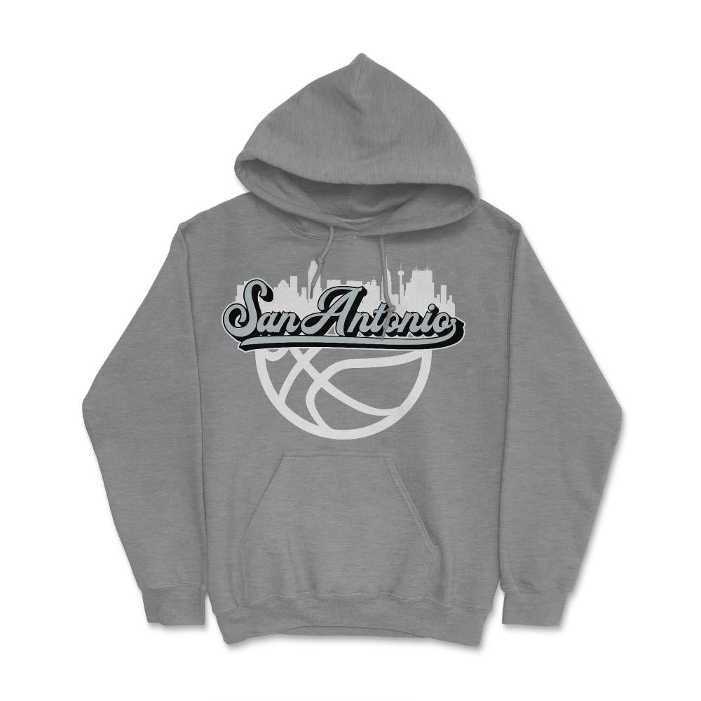 San Antonio Texas Basketball Fan City Skyline Classic Script - Hoodie - Grey Heather